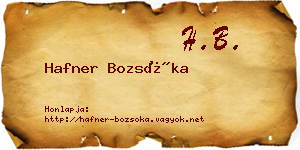 Hafner Bozsóka névjegykártya